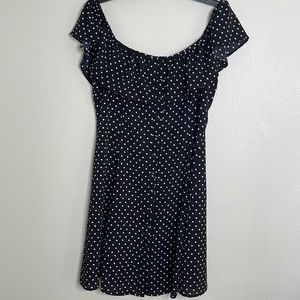 Black polkadot beBop off shoulder a-Line dress | size juniors XL